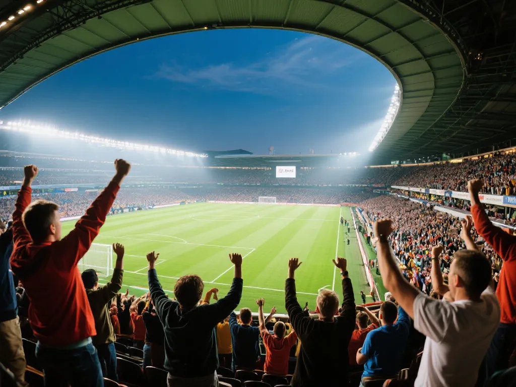 球迷在足球场欢呼